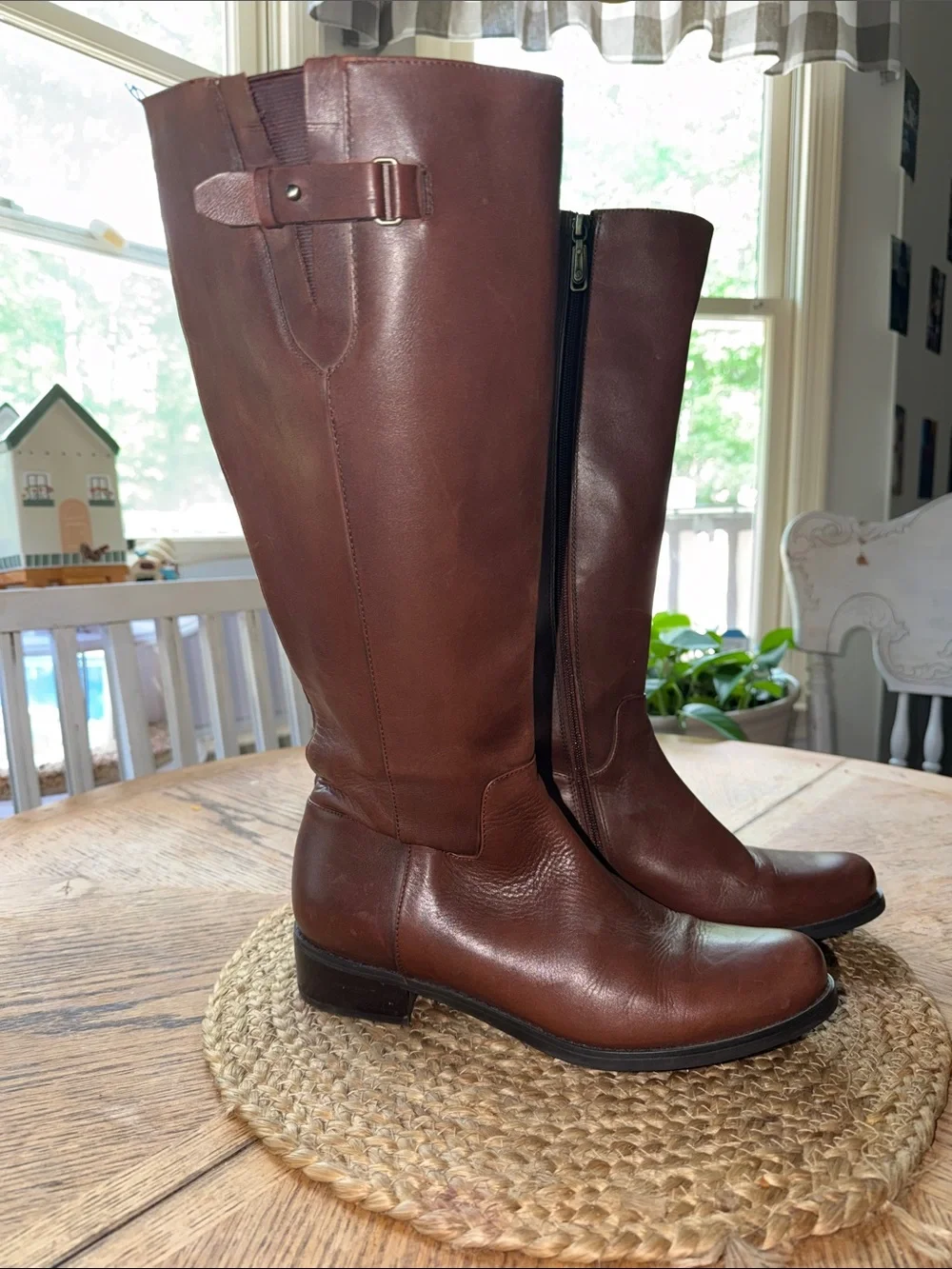 Blondo Volly Waterproof Riding Boots Shoes Womens Size 9M Brown Leather Zip Up